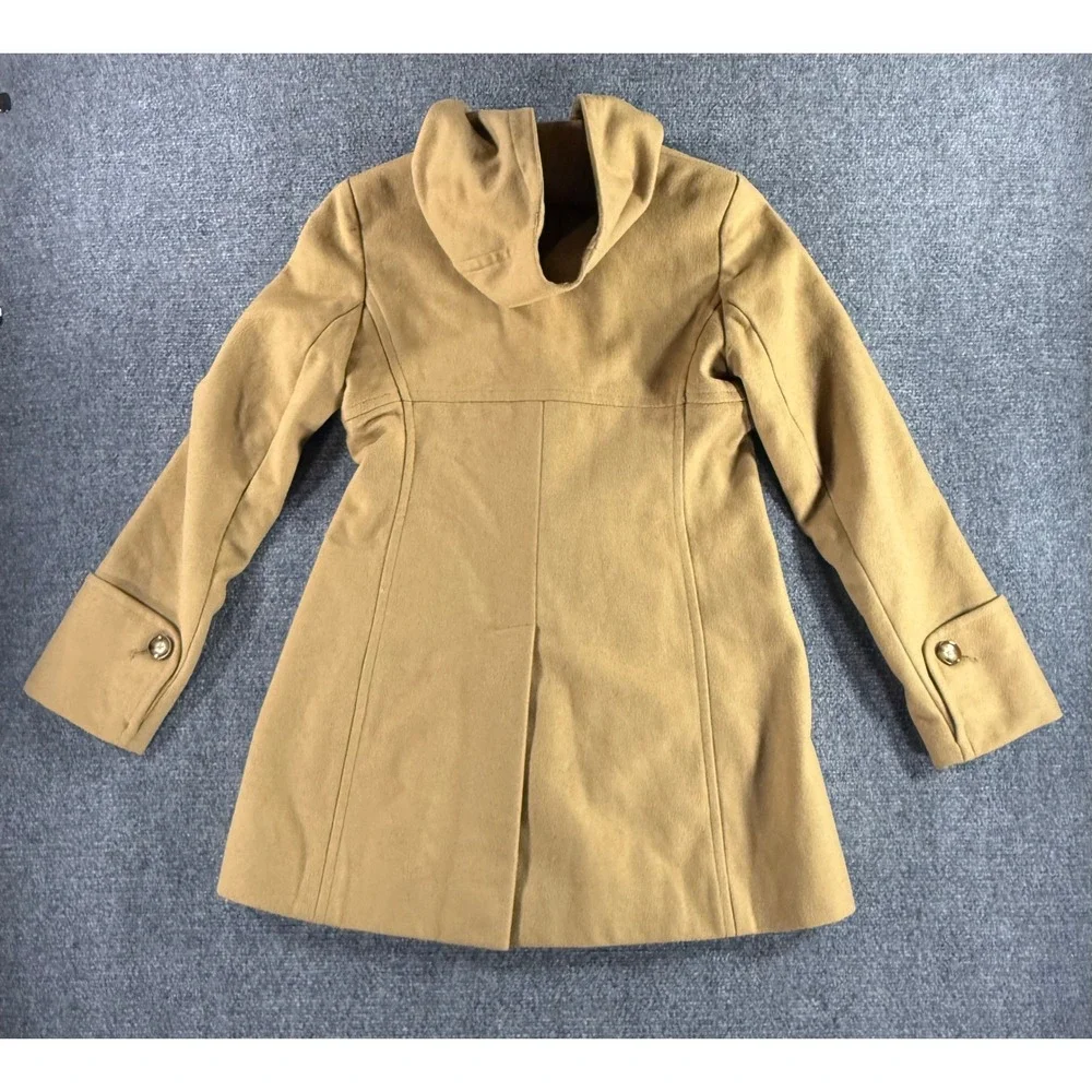 Michael Michael Kors Camel Tan Hooded Double Breasted Wool Blend Peacoat Size 4‎